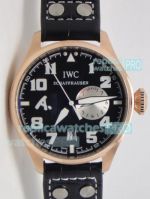 Copy IWC Big Pilot 7 Days Black Dial Gold Bezel Watch 5002